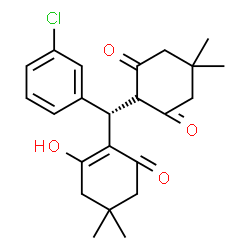 ChemSpider 2D Image | 2-[(R)-(3-chlorophenyl)-(2-hydroxy-4,4-dimethyl-6-oxo-1-cyclohexenyl)methyl]-5,5-dimethyl-cyclohexane-1,3-dione | C23H27ClO4