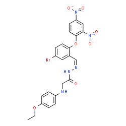 ChemSpider 2D Image | N'-{(Z)-[5-Bromo-2-(2,4-dinitrophenoxy)phenyl]methylene}-2-[(4-ethoxyphenyl)amino]acetohydrazide (non-preferred name) | C23H20BrN5O7