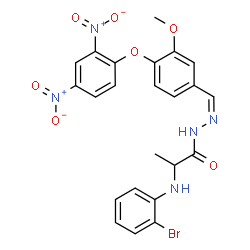 ChemSpider 2D Image | 2-[(2-Bromophenyl)amino]-N'-{(Z)-[4-(2,4-dinitrophenoxy)-3-methoxyphenyl]methylene}propanehydrazide (non-preferred name) | C23H20BrN5O7