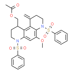ChemSpider 2D Image | [6-Methoxy-10-methylene-4,7-bis(phenylsulfonyl)-1,2,3,4,7,8,9,10-octahydro-4,7-phenanthrolin-1-yl]methyl acetate | C29H30N2O7S2