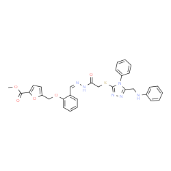 ChemSpider 2D Image | Methyl 5-[(2-{(Z)-[({[5-(anilinomethyl)-4-phenyl-4H-1,2,4-triazol-3-yl]sulfanyl}acetyl)hydrazono]methyl}phenoxy)methyl]-2-furoate | C31H28N6O5S