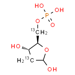 ChemSpider 2D Image | 2-Deoxy-5-O-phosphono-D-(2,5-~13~C_2_)-erythro-pentofuranose | C313C2H11O7P