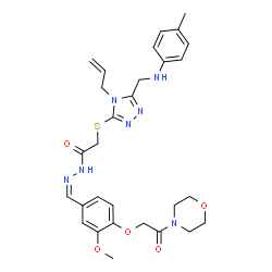 ChemSpider 2D Image | 2-[(4-Allyl-5-{[(4-methylphenyl)amino]methyl}-4H-1,2,4-triazol-3-yl)sulfanyl]-N'-[(Z)-{3-methoxy-4-[2-(4-morpholinyl)-2-oxoethoxy]phenyl}methylene]acetohydrazide | C29H35N7O5S