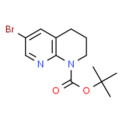 ChemSpider 2D Image | tert-butyl 6-bromo-3,4-dihydro-1,8-naphthyridine-1(2H)-carboxylate | C13H17BrN2O2