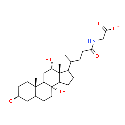 ChemSpider 2D Image | {[(3alpha,8alpha,9xi,12alpha,14xi,17xi,20xi)-3,8,12-Trihydroxy-24-oxocholan-24-yl]amino}acetate | C26H42NO6