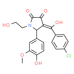 ChemSpider 2D Image | (4Z)-4-[(4-Chlorophenyl)(hydroxy)methylene]-1-(2-hydroxyethyl)-5-(4-hydroxy-3-methoxyphenyl)-2,3-pyrrolidinedione | C20H18ClNO6