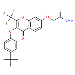 ChemSpider 2D Image | acetamide, 2-[[3-[4-(1,1-dimethylethyl)phenoxy]-4-oxo-2-(trifluoromethyl)-4H-1-benzopyran-7-yl]oxy]- | C22H20F3NO5