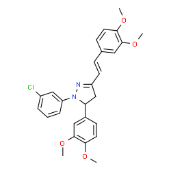 ChemSpider 2D Image | 1-(3-Chlorophenyl)-5-(3,4-dimethoxyphenyl)-3-[(E)-2-(3,4-dimethoxyphenyl)vinyl]-4,5-dihydro-1H-pyrazole | C27H27ClN2O4