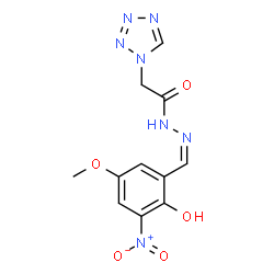 ChemSpider 2D Image | N'-[(Z)-(2-Hydroxy-5-methoxy-3-nitrophenyl)methylene]-2-(1H-tetrazol-1-yl)acetohydrazide | C11H11N7O5
