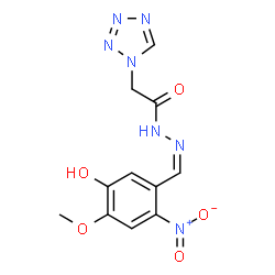 ChemSpider 2D Image | N'-[(Z)-(5-Hydroxy-4-methoxy-2-nitrophenyl)methylene]-2-(1H-tetrazol-1-yl)acetohydrazide | C11H11N7O5