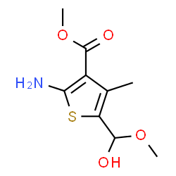 ChemSpider 2D Image | Methyl 2-amino-5-[hydroxy(methoxy)methyl]-4-methyl-3-thiophenecarboxylate | C9H13NO4S