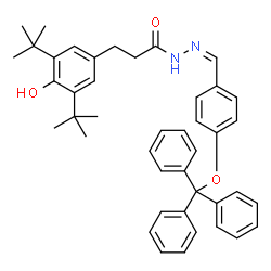 ChemSpider 2D Image | 3-[4-Hydroxy-3,5-bis(2-methyl-2-propanyl)phenyl]-N'-{(Z)-[4-(trityloxy)phenyl]methylene}propanehydrazide | C43H46N2O3