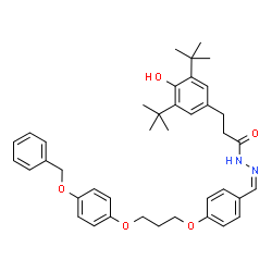 ChemSpider 2D Image | N'-[(Z)-(4-{3-[4-(Benzyloxy)phenoxy]propoxy}phenyl)methylene]-3-[4-hydroxy-3,5-bis(2-methyl-2-propanyl)phenyl]propanehydrazide | C40H48N2O5