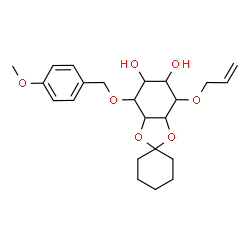 ChemSpider 2D Image | 4-(Allyloxy)-7-[(4-methoxybenzyl)oxy]hexahydrospiro[1,3-benzodioxole-2,1'-cyclohexane]-5,6-diol | C23H32O7