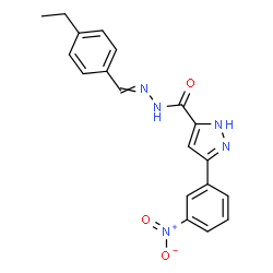 ChemSpider 2D Image | N'-(4-Ethylbenzylidene)-3-(3-nitrophenyl)-1H-pyrazole-5-carbohydrazide | C19H17N5O3