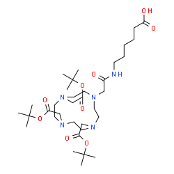 ChemSpider 2D Image | 6-{[(4,7,10-Tris{2-[(2-methyl-2-propanyl)oxy]-2-oxoethyl}-1,4,7,10-tetraazacyclododecan-1-yl)acetyl]amino}hexanoic acid | C34H63N5O9