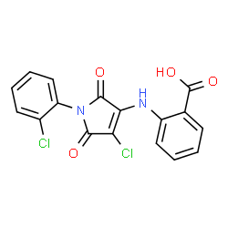 ChemSpider 2D Image | 2-{[4-Chloro-1-(2-chlorophenyl)-2,5-dioxo-2,5-dihydro-1H-pyrrol-3-yl]amino}benzoic acid | C17H10Cl2N2O4