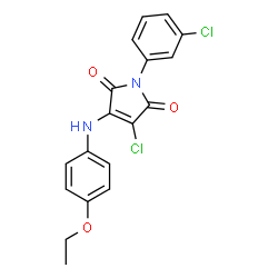 ChemSpider 2D Image | 3-Chloro-1-(3-chlorophenyl)-4-[(4-ethoxyphenyl)amino]-1H-pyrrole-2,5-dione | C18H14Cl2N2O3