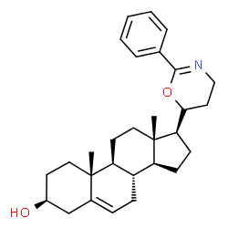 ChemSpider 2D Image | (3beta,17beta)-17-[(6R)-2-Phenyl-5,6-dihydro-4H-1,3-oxazin-6-yl]androst-5-en-3-ol | C29H39NO2