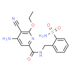 ChemSpider 2D Image | 4-Amino-5-cyano-6-ethoxy-N-(2-sulfamoylbenzyl)-2-pyridinecarboxamide | C16H17N5O4S