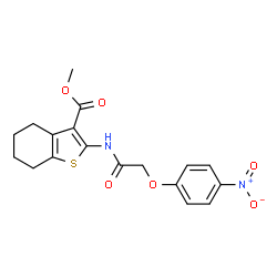 ChemSpider 2D Image | Methyl 2-{[(4-nitrophenoxy)acetyl]amino}-4,5,6,7-tetrahydro-1-benzothiophene-3-carboxylate | C18H18N2O6S