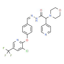 ChemSpider 2D Image | N'-[(Z)-(4-{[3-Chloro-5-(trifluoromethyl)-2-pyridinyl]oxy}phenyl)methylene]-2-(4-morpholinyl)-2-(4-pyridinyl)acetohydrazide | C24H21ClF3N5O3