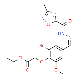 ChemSpider 2D Image | Ethyl {2-bromo-6-methoxy-4-[(Z)-{[(3-methyl-1,2,4-oxadiazol-5-yl)carbonyl]hydrazono}methyl]phenoxy}acetate | C16H17BrN4O6
