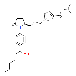 ChemSpider 2D Image | Isopropyl 5-(3-{(2R)-1-[4-(1-hydroxyhexyl)phenyl]-5-oxo-2-pyrrolidinyl}propyl)-2-thiophenecarboxylate | C27H37NO4S