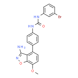 ChemSpider 2D Image | 1-[4-(3-Amino-7-methoxy-1,2-benzoxazol-4-yl)phenyl]-3-(3-bromophenyl)urea | C21H17BrN4O3