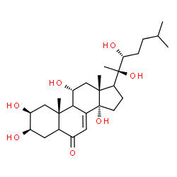 ChemSpider 2D Image | (2beta,3beta,9xi,11alpha,17xi,22R)-2,3,11,14,20,22-Hexahydroxycholest-7-en-6-one | C27H44O7