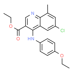 ChemSpider 2D Image | ethyl 6-chloro-4-[(4-ethoxyphenyl)amino]-8-methylquinoline-3-carboxylate | C21H21ClN2O3