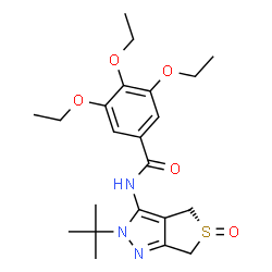 ChemSpider 2D Image | 3,4,5-Triethoxy-N-[(5S)-2-(2-methyl-2-propanyl)-5-oxido-2,6-dihydro-4H-thieno[3,4-c]pyrazol-3-yl]benzamide | C22H31N3O5S