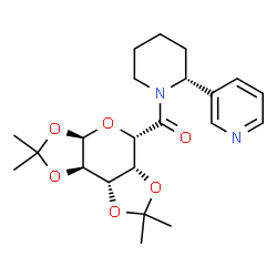ChemSpider 2D Image | [(2R)-2-(3-Pyridinyl)-1-piperidinyl][(3aR,5S,5aR,8aS,8bR)-2,2,7,7-tetramethyltetrahydro-3aH-bis[1,3]dioxolo[4,5-b:4',5'-d]pyran-5-yl]methanone | C22H30N2O6