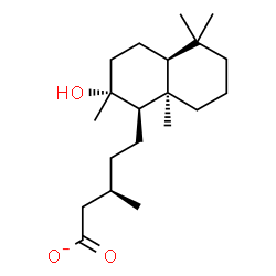 ChemSpider 2D Image | (3R)-5-[(1R,2R,4aS,8aR)-2-Hydroxy-2,5,5,8a-tetramethyldecahydro-1-naphthalenyl]-3-methylpentanoate | C20H35O3