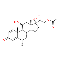 ChemSpider 2D Image | (6alpha,11beta,14beta)-11,17-Dihydroxy-6-methyl-3,20-dioxopregna-1,4-dien-21-yl acetate | C24H32O6
