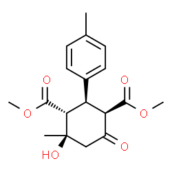ChemSpider 2D Image | Dimethyl (1R,2R,3R,4R)-4-hydroxy-4-methyl-2-(4-methylphenyl)-6-oxo-1,3-cyclohexanedicarboxylate | C18H22O6