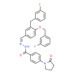 ChemSpider 2D Image | N'-[(Z)-{3-(3-Fluorobenzyl)-4-[(3-fluorobenzyl)oxy]phenyl}methylene]-4-(2-oxo-1-pyrrolidinyl)benzohydrazide | C32H27F2N3O3