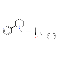 ChemSpider 2D Image | (2R)-1-[(4S)-4-Hydroxy-4-methyl-6-phenyl-2-hexyn-1-yl]-2-(3-pyridinyl)piperidinium | C23H29N2O