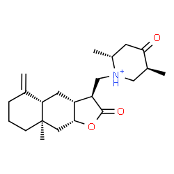 ChemSpider 2D Image | (2R,5S)-2,5-Dimethyl-1-{[(3S,3aR,4aS,8aR,9aR)-8a-methyl-5-methylene-2-oxododecahydronaphtho[2,3-b]furan-3-yl]methyl}-4-oxopiperidinium | C22H34NO3