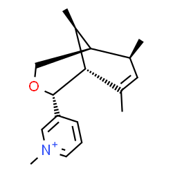 ChemSpider 2D Image | 1-Methyl-3-[(1R,2R,5R,6S,9S)-6,8,9-trimethyl-3-oxabicyclo[3.3.1]non-7-en-2-yl]pyridinium | C17H24NO