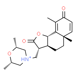 ChemSpider 2D Image | (2R,6S)-4-{[(3R,3aS,5aS,9bS)-5a,9-Dimethyl-2,8-dioxo-2,3,3a,4,5,5a,8,9b-octahydronaphtho[1,2-b]furan-3-yl]methyl}-2,6-dimethylmorpholin-4-ium | C21H30NO4