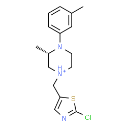 ChemSpider 2D Image | (3S)-1-[(2-Chloro-1,3-thiazol-5-yl)methyl]-3-methyl-4-(3-methylphenyl)piperazin-1-ium | C16H21ClN3S