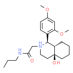 ChemSpider 2D Image | (1R,4aS,8aS)-1-(2,4-Dimethoxyphenyl)-4a-hydroxy-2-[2-oxo-2-(propylamino)ethyl]decahydroisoquinolinium | C22H35N2O4