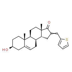 ChemSpider 2D Image | (3beta,8alpha,14beta)-3-Hydroxy-16-(2-thienylmethylene)androst-5-en-17-one | C24H30O2S