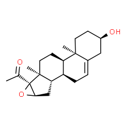 ChemSpider 2D Image | (3alpha,9beta,16alpha)-3-Hydroxy-16,17-epoxypregn-5-en-20-one | C21H30O3