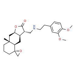ChemSpider 2D Image | (3S,3aR,4aR,5R,8aR,9aR)-3-({[2-(3,4-Dimethoxyphenyl)ethyl]amino}methyl)-8a-methyldecahydro-2H-spiro[naphtho[2,3-b]furan-5,2'-oxiran]-2-one | C25H35NO5