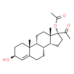 ChemSpider 2D Image | (3beta,9beta,14beta)-3-Hydroxy-20-oxopregn-4-en-17-yl acetate | C23H34O4