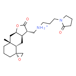 ChemSpider 2D Image | N-{[(3S,3aR,4aS,5R,8aR,9aR)-8a-Methyl-2-oxodecahydro-2H-spiro[naphtho[2,3-b]furan-5,2'-oxiran]-3-yl]methyl}-3-(2-oxo-1-pyrrolidinyl)-1-propanaminium | C22H35N2O4