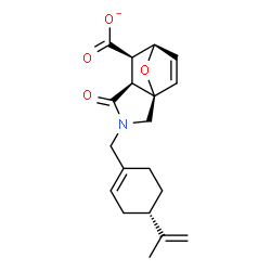 ChemSpider 2D Image | (1R,5S,6R,7R)-3-{[(4S)-4-Isopropenyl-1-cyclohexen-1-yl]methyl}-4-oxo-10-oxa-3-azatricyclo[5.2.1.0~1,5~]dec-8-ene-6-carboxylate | C19H22NO4