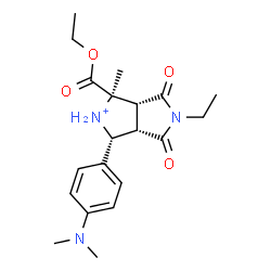 ChemSpider 2D Image | (1R,3R,3aS,6aR)-3-[4-(Dimethylamino)phenyl]-1-(ethoxycarbonyl)-5-ethyl-1-methyl-4,6-dioxooctahydropyrrolo[3,4-c]pyrrol-2-ium | C20H28N3O4